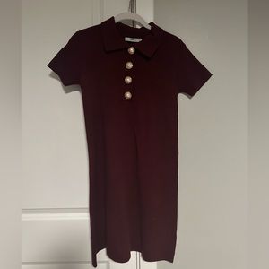 Zara Knit Mini Dress with Novelty Pearl Buttons Size Small